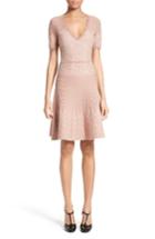 Women's Yigal Azrouel Knit Jacquard Fit & Flare Dress - Coral