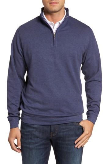 Men's Peter Millar Crown Comfort Jersey Quarter Zip Pullover, Size - Black