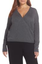 Women's Nordstrom Lingerie Surplice Front Sweater - Grey