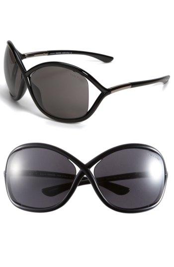Women's Tom Ford 'whitney' 64mm Open Side Sunglasses - Black Smoke