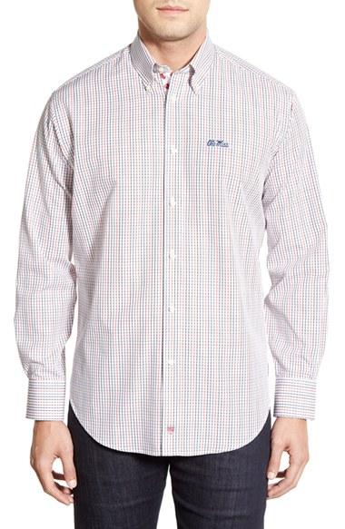 Men's Thomas Dean 'ole Miss Rebels' Regular Fit Long Sleeve Tattersall Sport Shirt