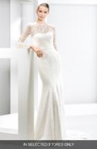 Women's Jesus Peiro Illusion Yoke Lace Mermaid Dress, Size In Store Only - Ivory