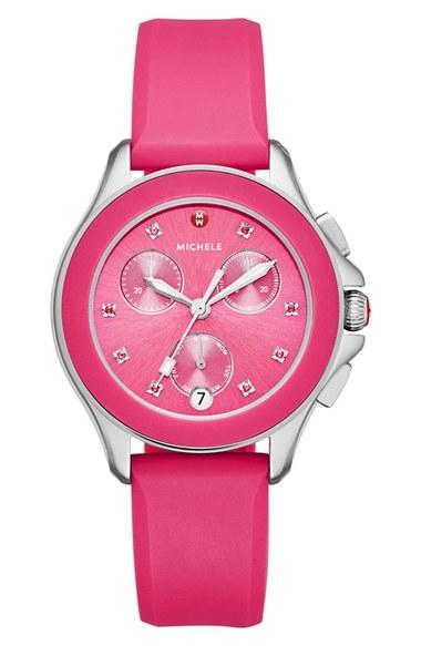 Women's Michele Cape Topaz Dial Silicone Strap Watch, 34mm
