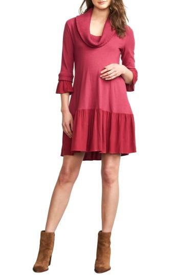 Women's Maternal America Cowl Neck Maternity Dress - Purple