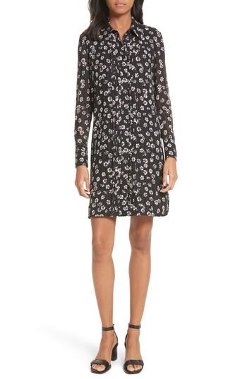Women's Tory Burch Avery Floral Silk Shirtdress - Black