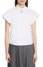 Women's Red Valentino Pierced Cotton Poplin Shirt Us / 48 It - White