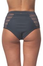 Women's Rip Curl Designer Surf Mesh High Waist Bikini Bottoms - Grey