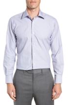 Men's David Donahue Trim Fit Check Dress Shirt .5 - 34/35 - Brown