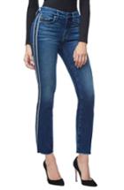 Women's Good American Good Straight Athletic Stripe High Waist Straight Leg Jeans - Blue