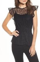 Women's Chelsea28 Button Detail Lace Top, Size - Black
