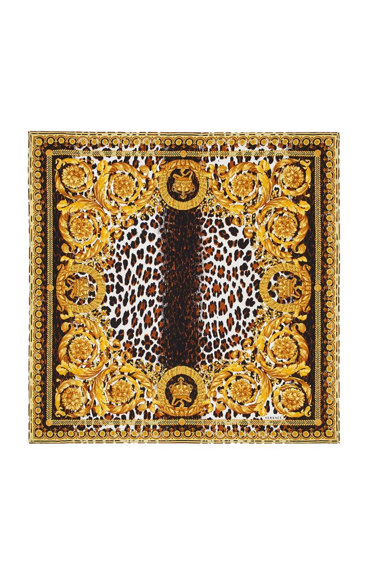 Women's Versace First Line Wild Baroque Silk Scarf, Size - Metallic