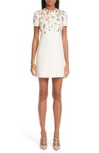 Women's Valentino Floral Embroidered Crepe Couture Dress - Ivory