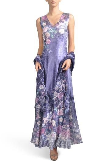 Women's Komarov Lace-up Back Maxi Dress With Wrap - Blue