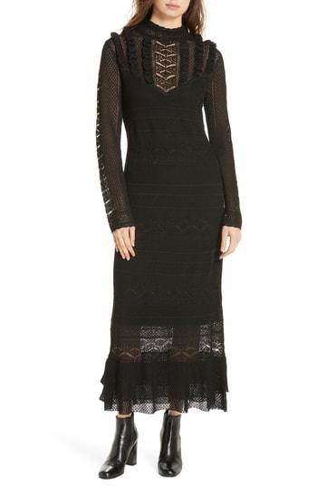Women's Polo Ralph Lauren Pointelle Lace Midi Dress - Black
