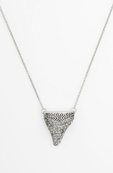 House Of Harlow 1960 'shark Tooth' Pendant Necklace Silver/ White