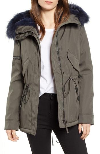 Women's S13 Luxe Mini Canyon Faux Fur Trim Parka - Blue