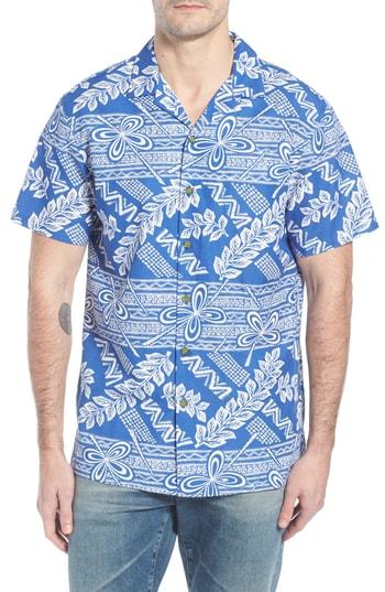 Men's Kahala Makana Trim Fit Print Sport Shirt - Blue