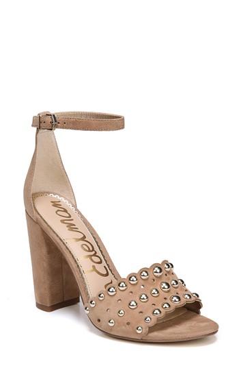 Women's Sam Edelman Yaria Studded Block Heel Sandal M - Beige