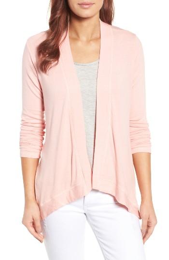 Women's Bobeau Exposed Topstitch Cardigan - Pink