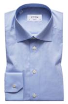 Men's Eton Super Slim Fit Solid Dress Shirt - Blue