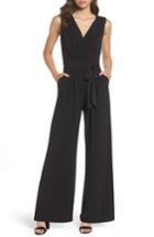 Petite Women's Vince Camuto Faux Wrap Jersey Jumpsuit P - Black