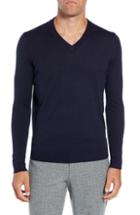 Men's Ted Baker London Noel Slim Fit V-neck Wool Blend Sweater (l) - Blue
