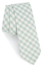 Men's The Tie Bar Mesh Plaid Cotton Tie, Size - Green