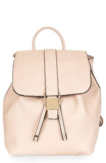 Topshop Mini Glasgow Faux Leather Backpack - Beige