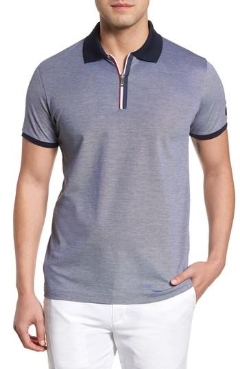 Men's Paul & Shark Zip Placket Polo - Blue