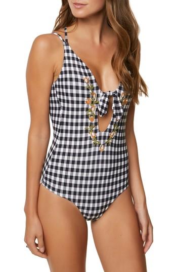 Women's O'neill Poppy Plunge One-piece Swimsuit - Black