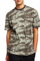 Men's Topman Oversize Camouflage Ringer T-shirt - Green