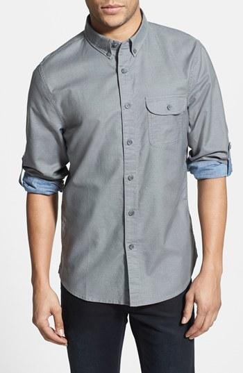 1901 Roll Sleeve Oxford Shirt Grey Cloudburst Overprint