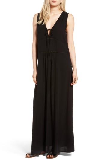 Women's Hinge Lace-up Maxi Dress - Black