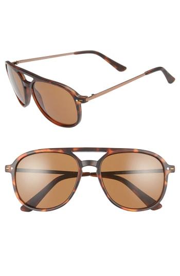 Men's 1901 Preston 56mm Aviator Sunglasses - Matte Brn Tort/ Brown
