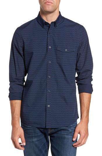 Men's Nordstrom Men's Shop Ivy Trim Fit Print Sport Shirt - Blue