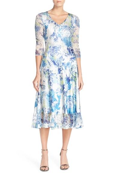 Women's Komarov Charmeuse & Lace A-line Dress
