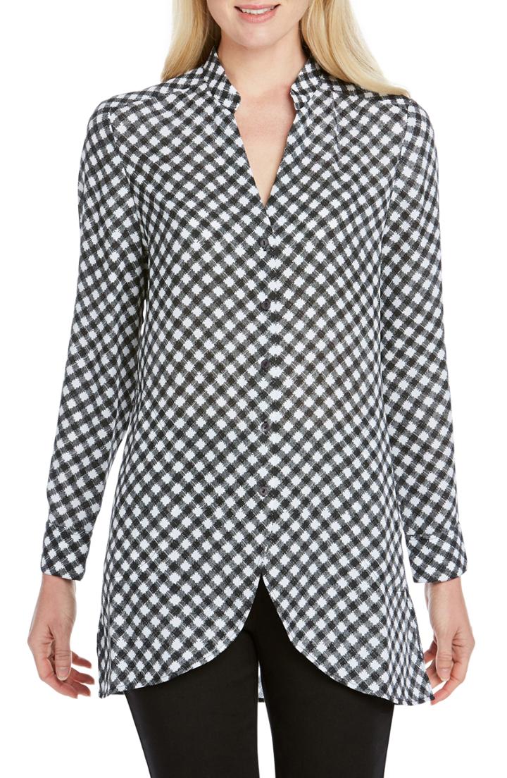 Women's Foxcroft Mavery Gingham Tunic Blouse - Black