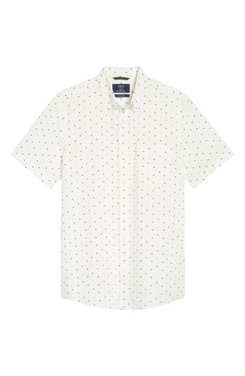 Men's 1901 Ivy Trim Fit Triangle Print Sport Shirt - White