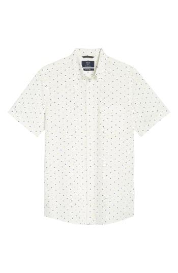 Men's 1901 Ivy Trim Fit Triangle Print Sport Shirt - White