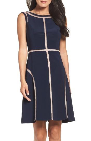 Women's Adrianna Papell Stretch Fit & Flare Dress - Blue