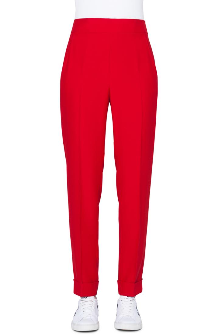 Women's Akris Chris Cuffed Crepe Pants - Red