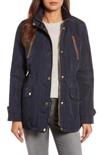 Women's Michael Michael Kors Faux Leather Trim Anorak - Blue