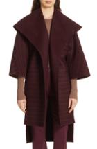 Women's Dvf Pinstripe Wool Blend Coat - Burgundy