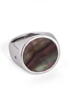 Women's Tom Wood Flush Black Mother Of Pearl Signet Ring (nordstrom Exclusive)