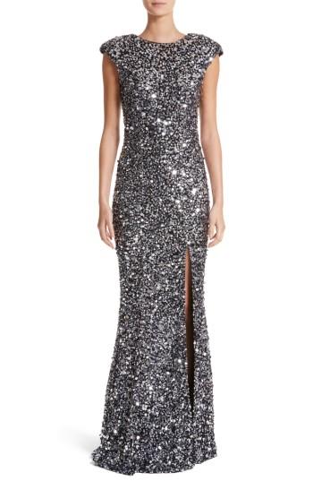 Women's Rachel Gilbert Hand Embellished Sequin Gown - Black