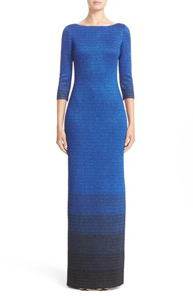 Women's St. John Collection Metallic Degrade Peekaboo Gown
