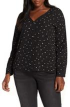 Women's All In Favor Print Button Up Blouse, Size - Black