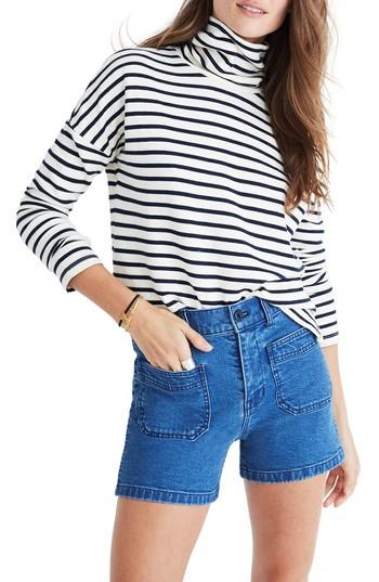 Women's Madewell Patch Pocket High Waist Denim Shorts - Blue