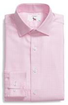 Men's Lorenzo Uomo Trim Fit Textured Gingham Dress Shirt .5 - 34 - Pink