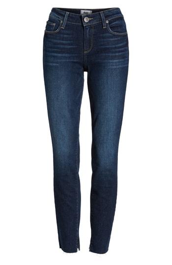 Petite Women's Paige Transcend Vintage - Verdugo Frayed Ankle Skinny Jeans - Blue